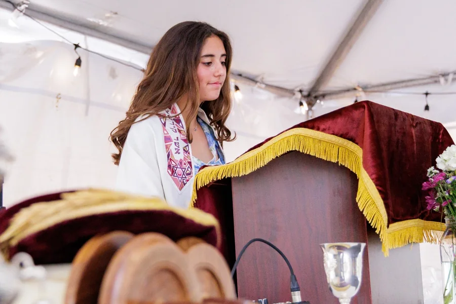 Madeleine during her Bat Mitzvah ceremony